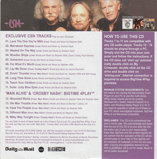 Crosby, Stills & Nash : Collector's Edition CD (CD, Comp, Enh, Promo)