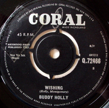 Buddy Holly : Wishing (7", Single)