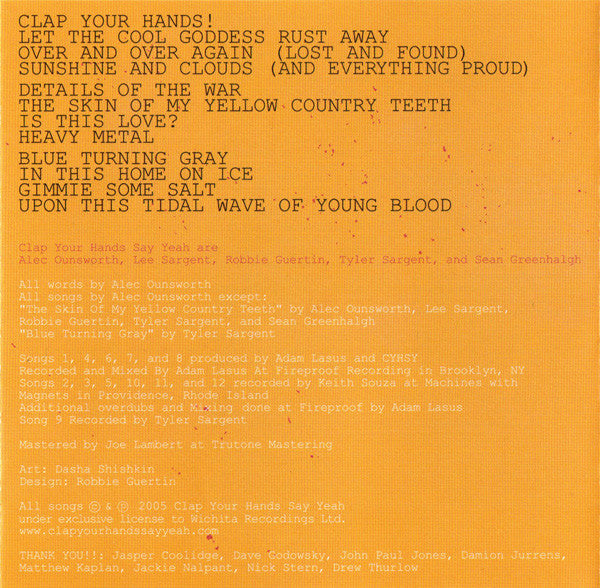 Clap Your Hands Say Yeah : Clap Your Hands Say Yeah (CD, Album, Enh, Ltd)