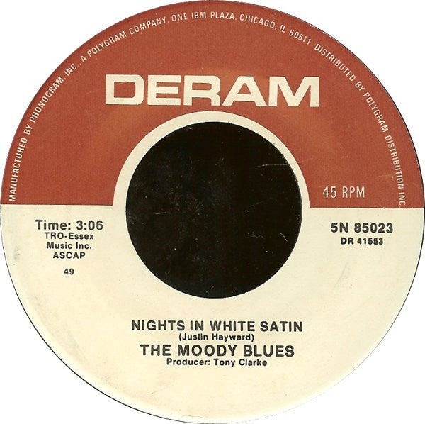 The Moody Blues : Nights In White Satin (7", Single, RE, 49 )