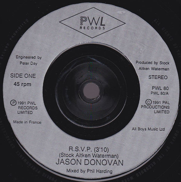 Jason Donovan : R.S.V.P. (7", Single)