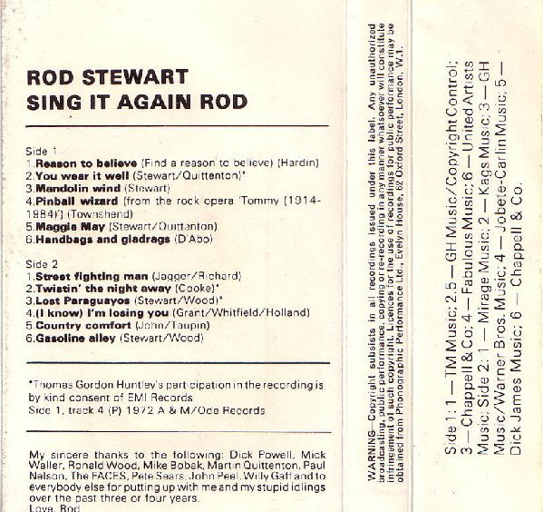 Rod Stewart : Sing It Again Rod (Cass, Comp)