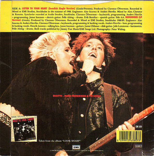 Roxette : Listen To Your Heart / Dangerous (7", Single, Pap)