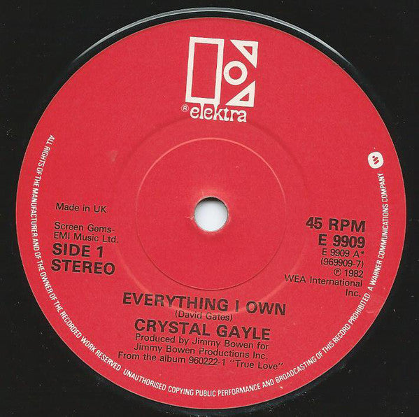 Crystal Gayle : Everything I Own (7", Single)