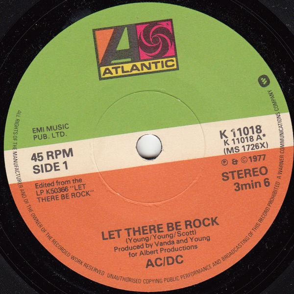 AC/DC : Let There Be Rock (7", Single, RE)