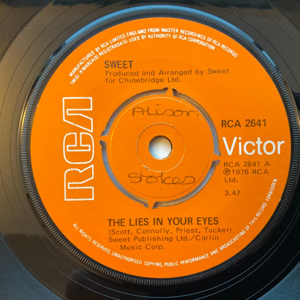 The Sweet : The Lies In Your Eyes (7", Single)