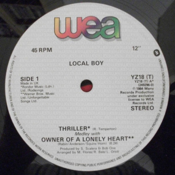 Local Boy : Thriller Medley With Owner Of A Lonely Heart (12")
