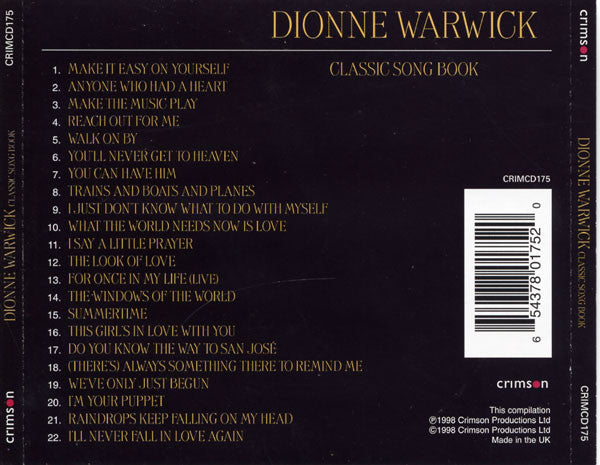 Dionne Warwick : Classic Song Book (CD, Comp)