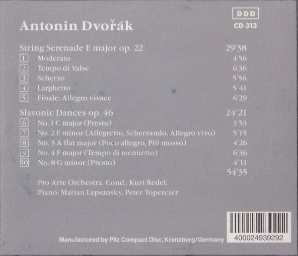 Antonín Dvořák, Orchestre Pro Arte De Munich, Kurt Redel : String Serenade E Major Op.22. Slavonic Dances Op.46 (CD)
