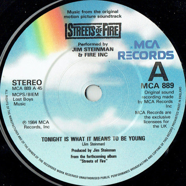 Jim Steinman And Fire Inc. : Tonight Is What It Means To Be Young (7", Single)