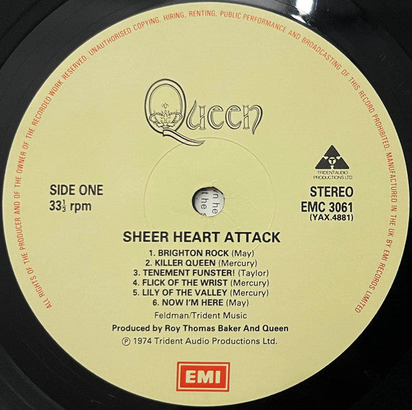 Queen : Sheer Heart Attack (LP, Album, RE, Yel)