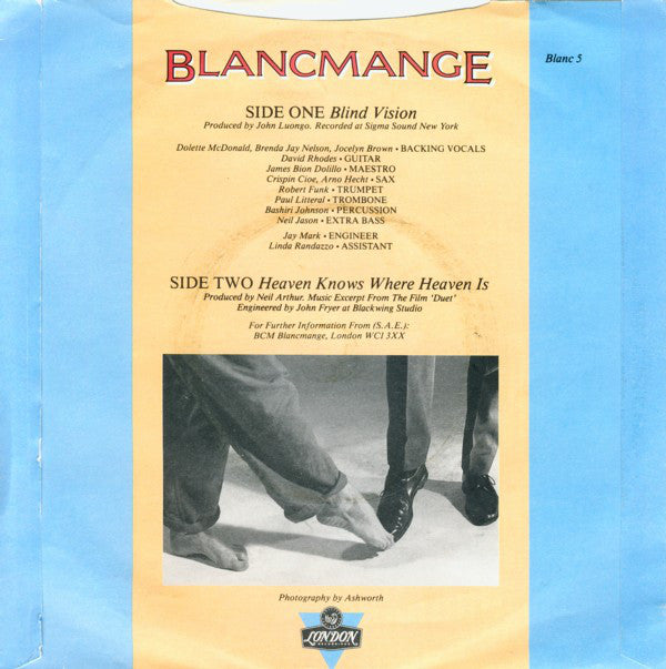 Blancmange : Blind Vision (7", Single, Sil)