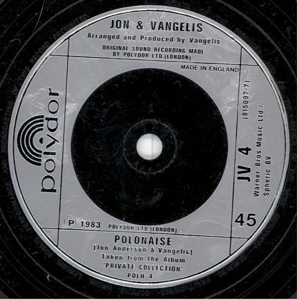 Jon & Vangelis : He Is Sailing (7", Single)