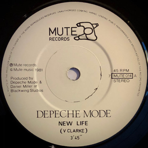 Depeche Mode : New Life (7", Single, Dam)