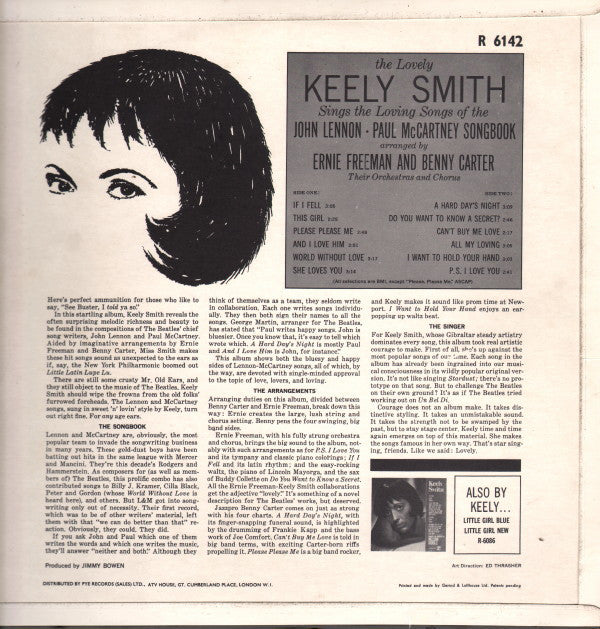 Keely Smith : Sings The John Lennon - Paul McCartney Songbook (LP, Album)