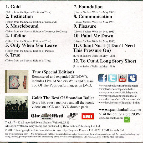 Spandau Ballet : Spandau Ballet (CD, Comp, Promo)