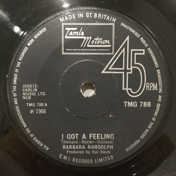 Barbara Randolph : I Got A Feeling / You Got Me Hurtin' All Over (7", Single, RE)