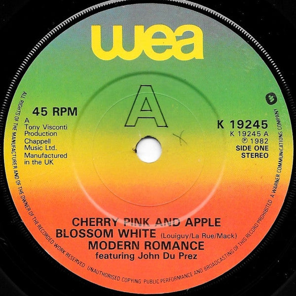 Modern Romance Featuring John Du Prez : Cherry Pink And Apple Blossom White (7", Single)