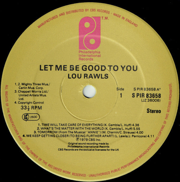 Lou Rawls : Let Me Be Good To You (LP, Album)
