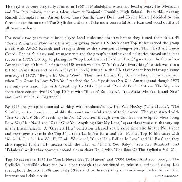 The Stylistics : The Best Of The Stylistics (CD, Comp, RE)