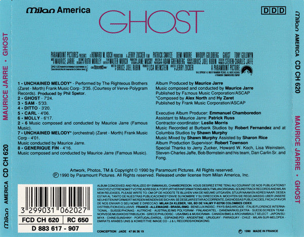 Maurice Jarre : Ghost (Original Motion Picture Soundtrack) (CD, Album, Gol)