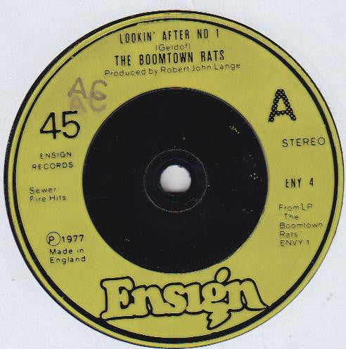 The Boomtown Rats : Lookin' After No. 1 (7", Single, Gre)