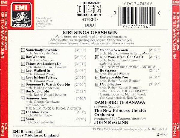 Kiri Te Kanawa - John McGlinn, The New Princess Orchestra : Kiri Sings Gershwin (CD, Album)