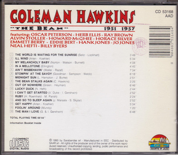 Coleman Hawkins : The Bean 1951 - 1957 (CD, Comp)