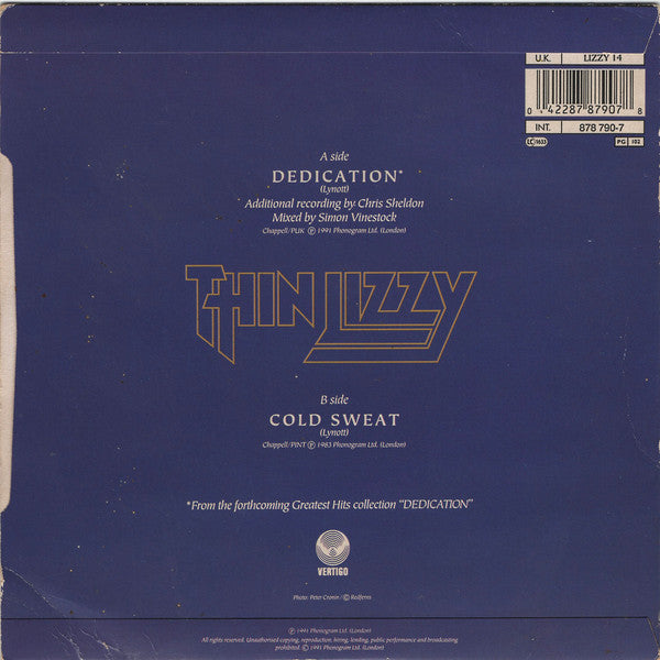 Thin Lizzy : Dedication (7", Single)