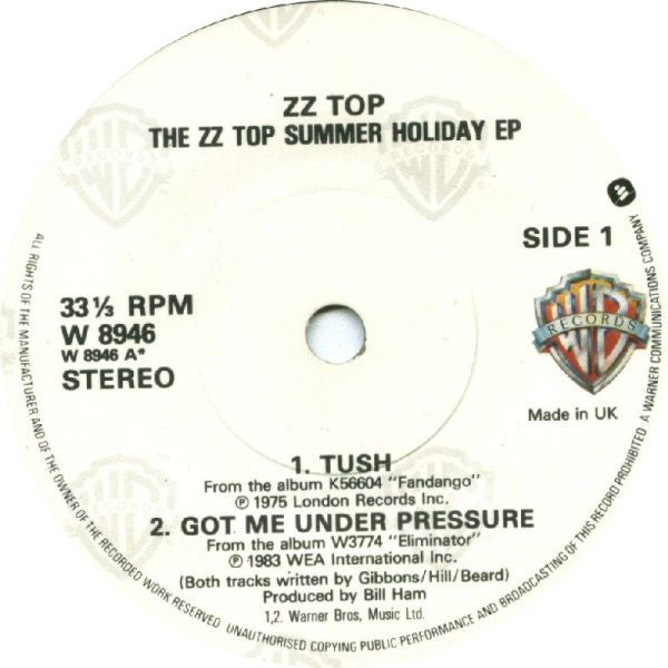 ZZ Top : The ZZ Top Summer Holiday E.P. (7", EP, Sol)