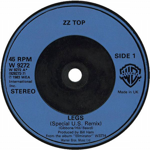 ZZ Top : Legs (7", Single, RE, Blu)
