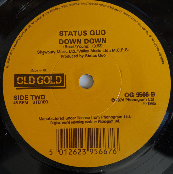 Status Quo : Caroline / Down Down (7", Single)