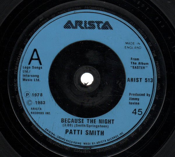 Patti Smith : Because The Night (7", Single)