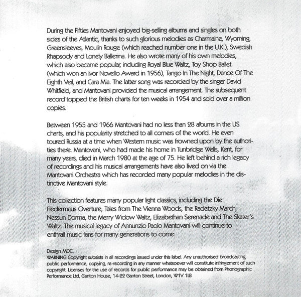 Mantovani And His Orchestra : The World Of Mantovani - Great Classical Themes (CD, Comp)