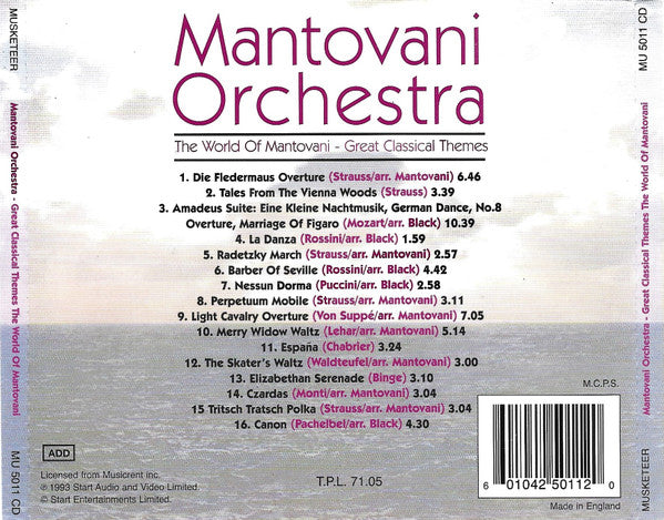 Mantovani And His Orchestra : The World Of Mantovani - Great Classical Themes (CD, Comp)