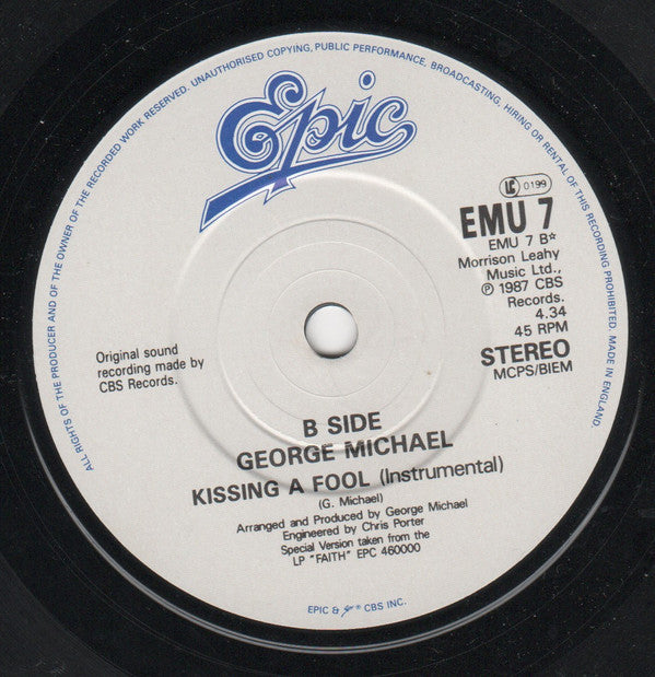 George Michael : Kissing A Fool (7", Single, Glo)