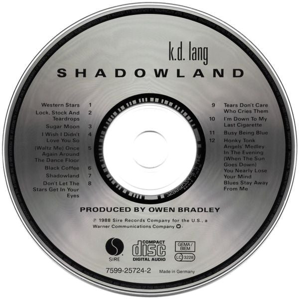 k.d. lang : Shadowland (The Owen Bradley Sessions) (CD, Album, RP)