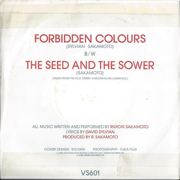 Ryuichi Sakamoto & David Sylvian : Forbidden Colours (7", Single)