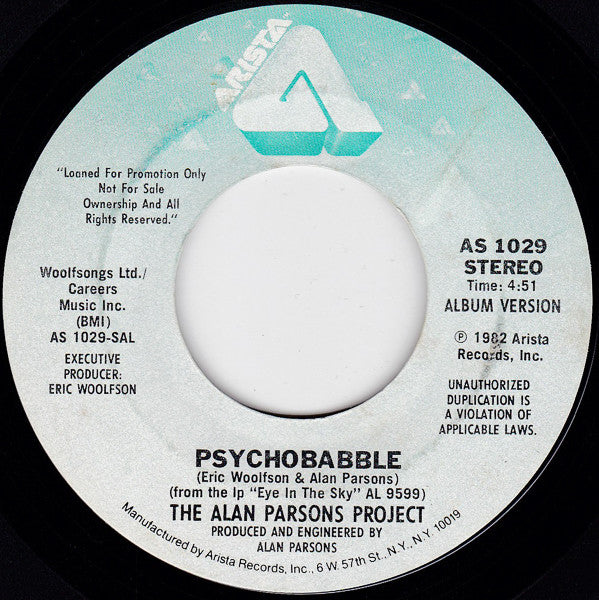 The Alan Parsons Project : Psychobabble (7", Single, Promo, Ter)
