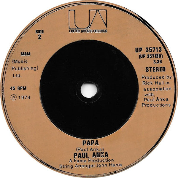 Paul Anka : "You're" Having My Baby (7", Single, Inj)
