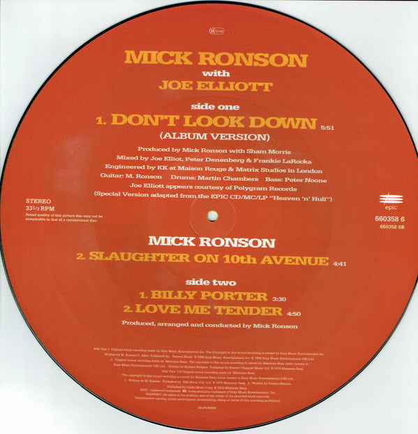 Mick Ronson With Joe Elliott : Don't Look Down (12", Single, Ltd, Pic)