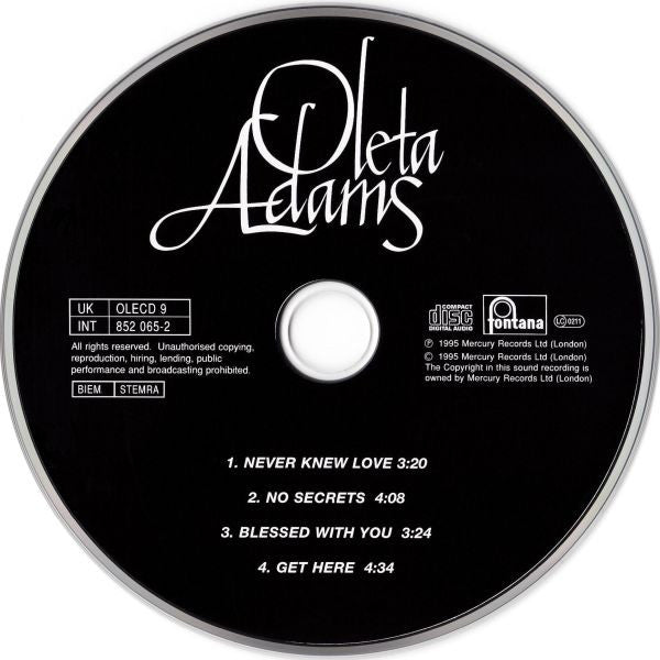 Oleta Adams : Never Knew Love (CD, Single)