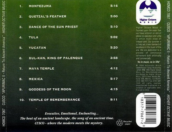 Cusco : Apurimac II: Return To Ancient America (CD, Album)
