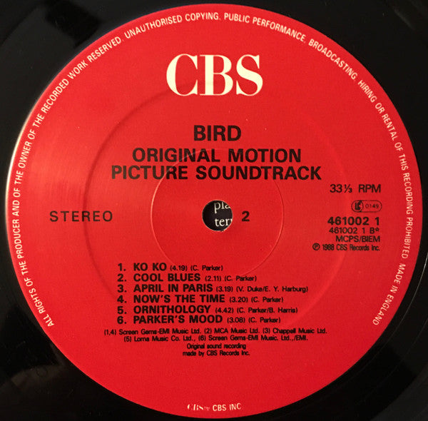 Bird (28) : Bird (Original Motion Picture Soundtrack) (LP, Album)