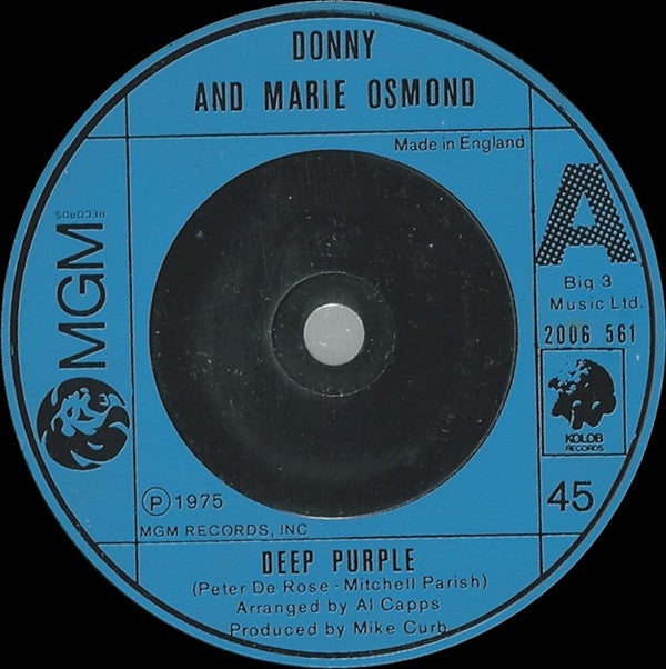 Donny & Marie Osmond : Deep Purple (7", Single)