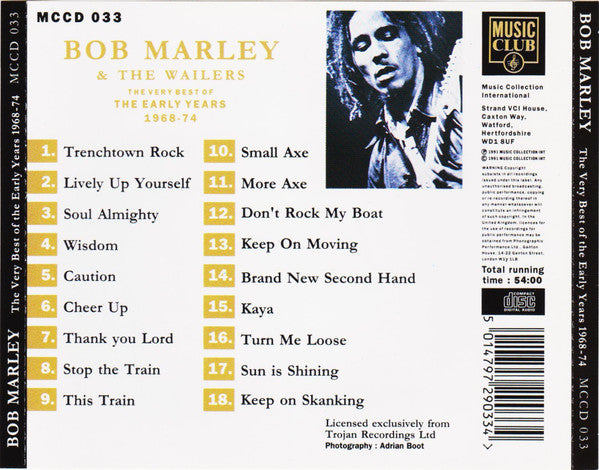 Bob Marley & The Wailers : The Very Best Of The Early Years 1968-74 (CD, Comp, RE, Dis)