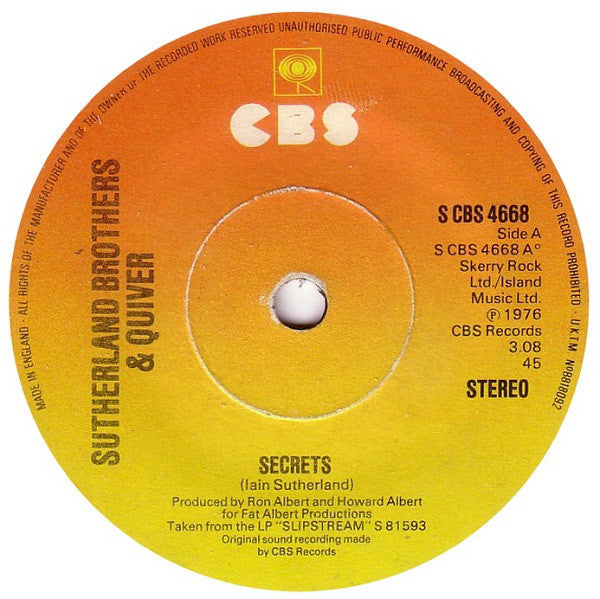 Sutherland Brothers & Quiver : Secrets (7", Single)