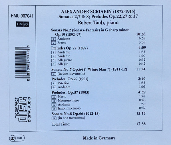 Scriabin*, Robert Taub : Sonatas 2,7 & 8; Preludes Op.22,27 & 37 (CD, Album)