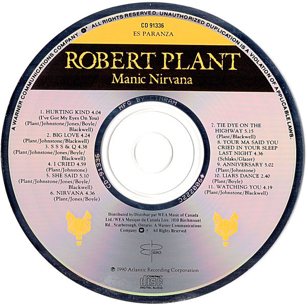 Robert Plant : Manic Nirvana (CD, Album, Club)
