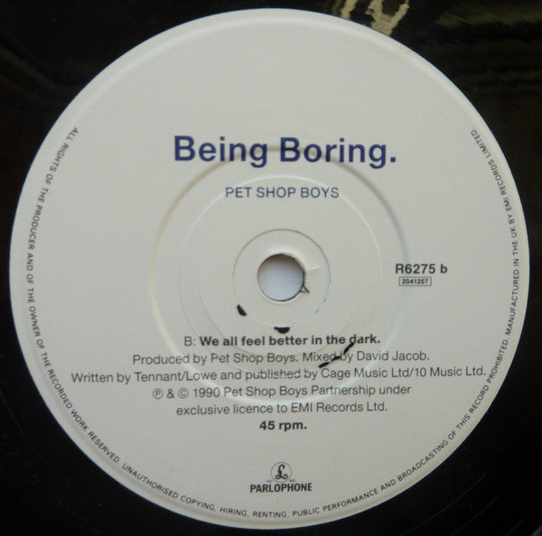 Pet Shop Boys : Being Boring (7", Single, Pap)